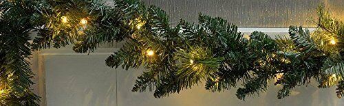 Pre-Lit Christmas Garland with LED Lights and Timer Function by Geezy - UKBuyZone