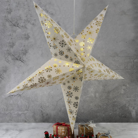 75 cm LED Hanging Paper Star Lantern by Geezy - UKBuyZone