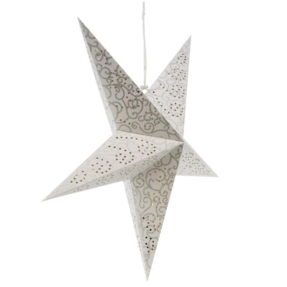 60 cm LED White Glitter Hanging Paper Star by Geezy - UKBuyZone