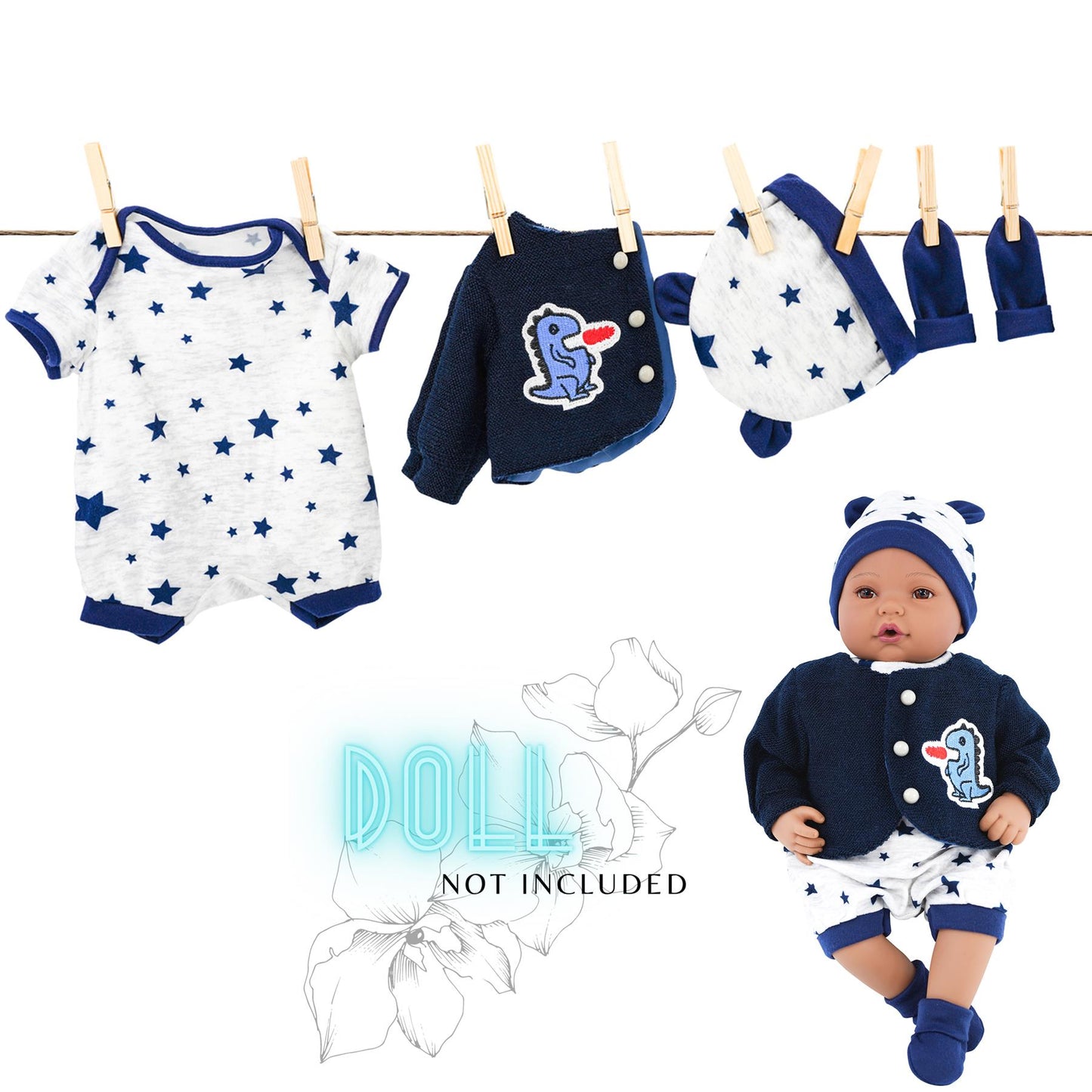 BiBi Outfits - Reborn Doll Clothes (Navy) (50 cm / 20") by BiBi Doll - UKBuyZone