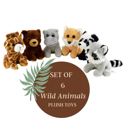 Set of 6 Soft Plush Animals Toys by The Magic Toy Shop - UKBuyZone