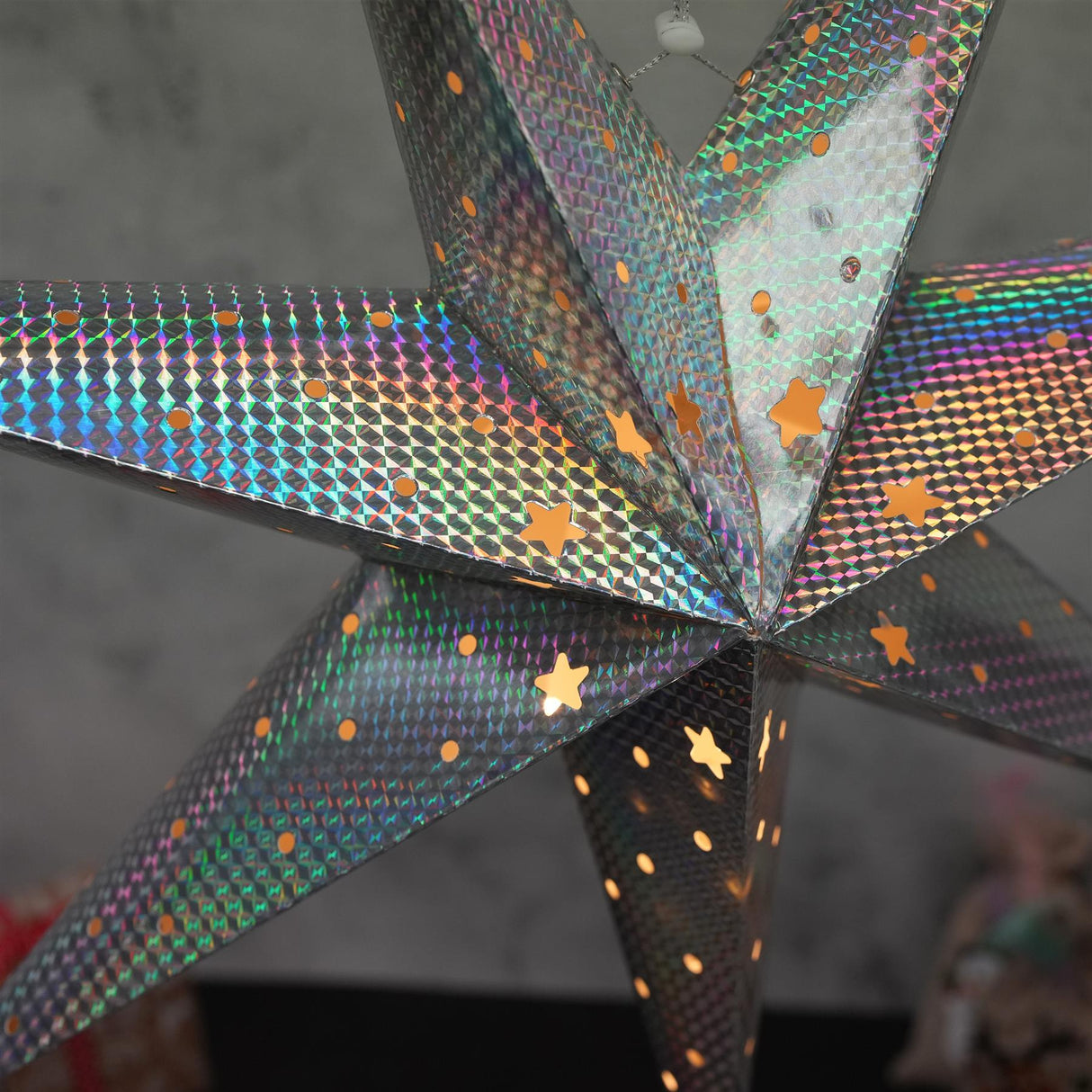 Large LED Paper Hanging Star Silver by Geezy - UKBuyZone