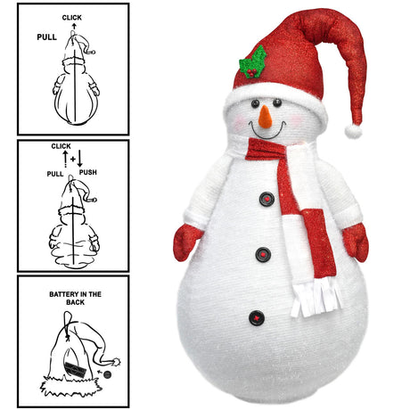 Collapsible Snowman Christmas Decoration with LED lights by The Magic Toy Shop - UKBuyZone