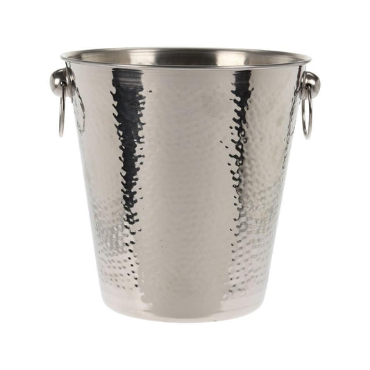 Stainless Steel Ice Bucket Hammered Champagne Drink Wine Cooler With Handles by Geezy - UKBuyZone
