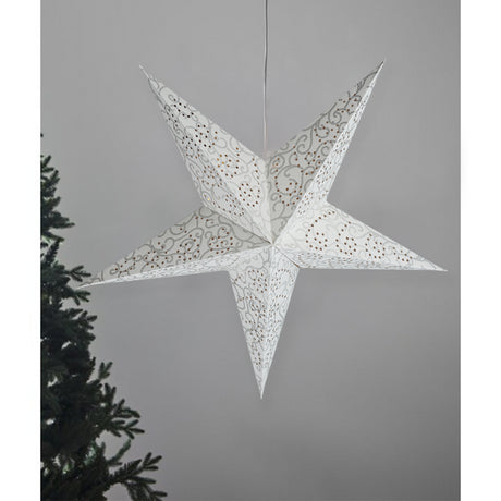 60 cm LED White Glitter Hanging Paper Star by Geezy - UKBuyZone