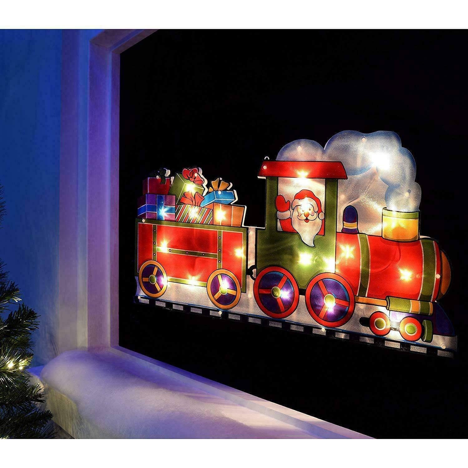 The Magic Toy Shop Christmas Decoration Train Sign Christmas LED Light Silhouette