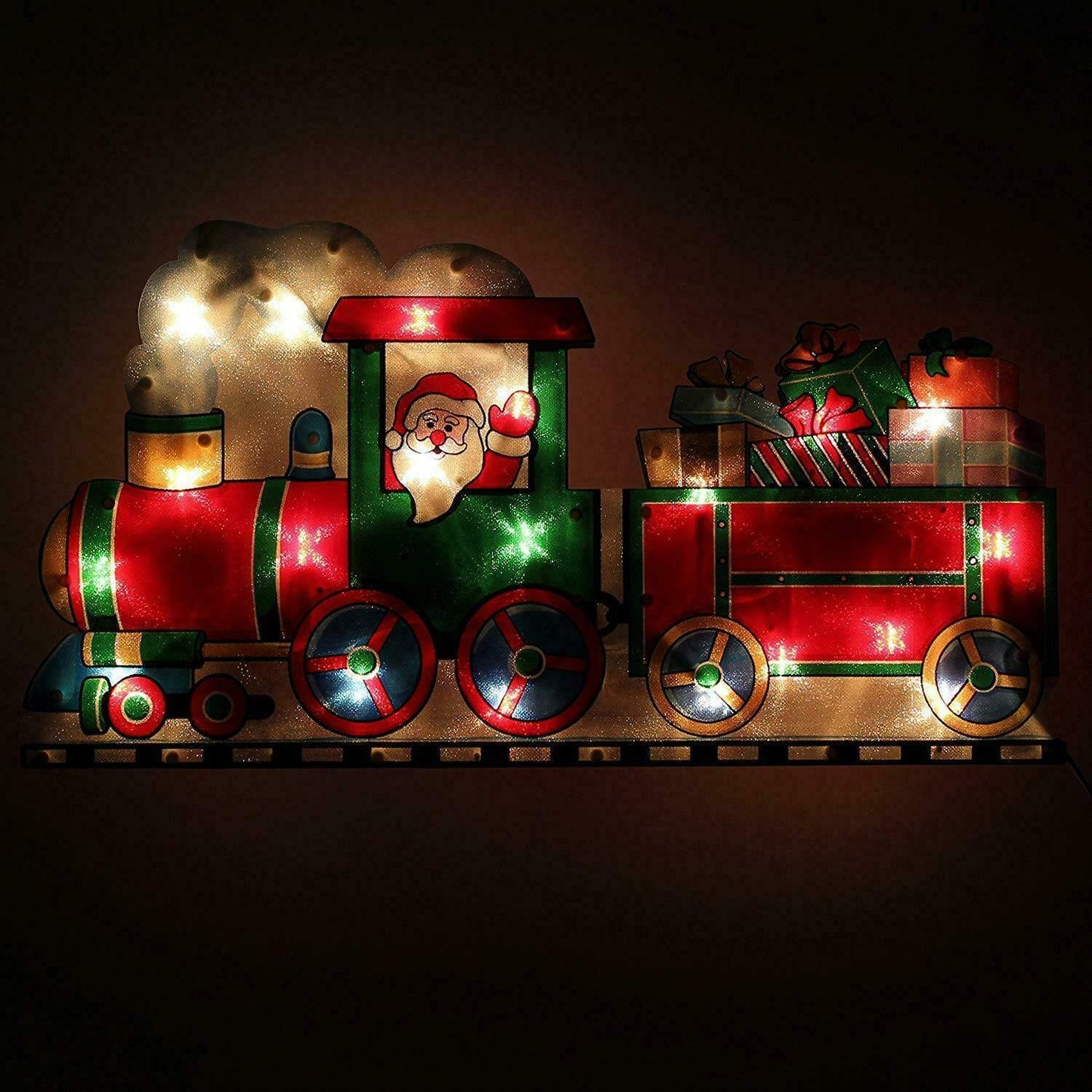 The Magic Toy Shop Christmas Decoration Train Sign Christmas LED Light Silhouette