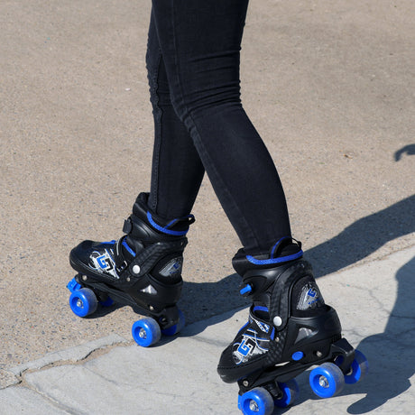 The Magic Toy Shop Roller Skate Blue and Black Roller Skates for Kids with 4 Wheel