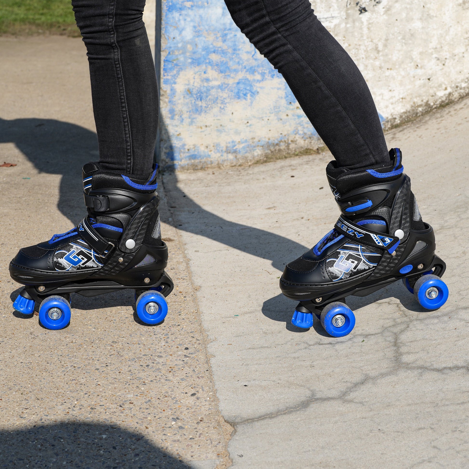 The Magic Toy Shop Roller Skate Blue and Black Roller Skates for Kids with 4 Wheel