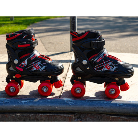 The Magic Toy Shop Roller Skate Red and Black Roller Skates for Kids with 4 Wheel