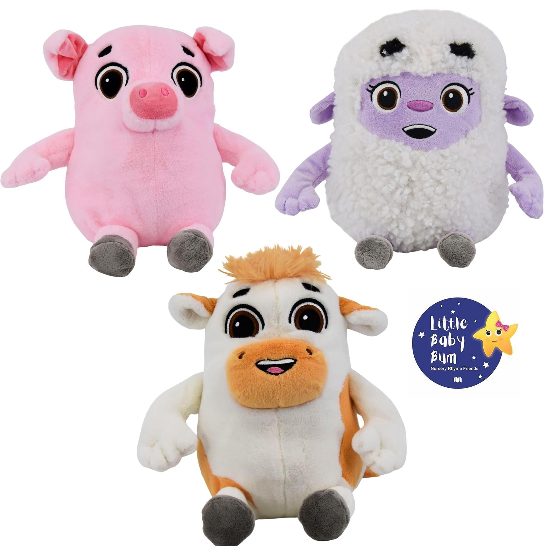 The Magic Toy Shop Set of 3 Little Baby Bum Animal Plush Toys