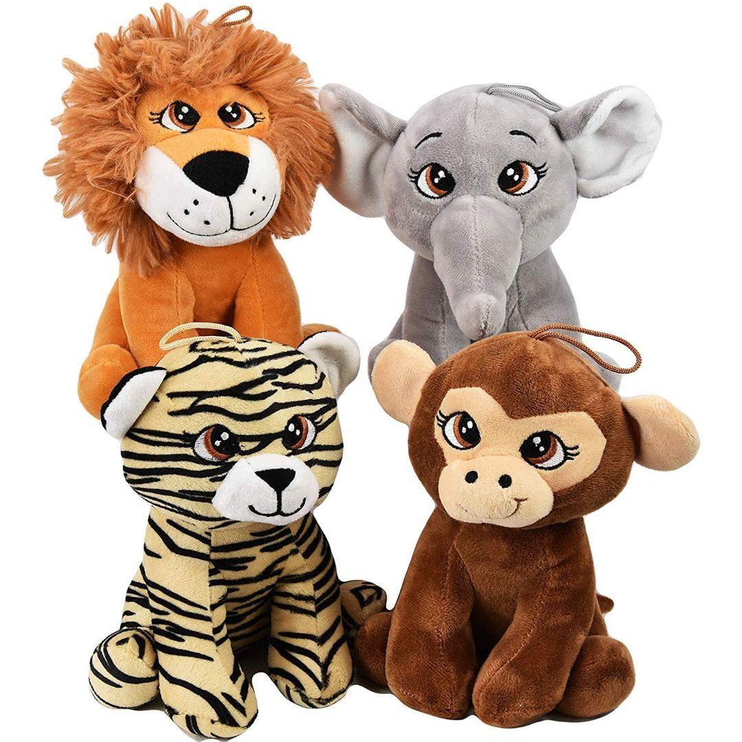 The Magic Toy Shop Soft Toy Set of 4 Soft Toys Safari Wild Animals